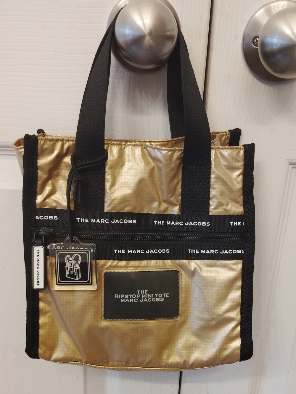 Marc Jacobs The Ripstop Mini Tote Bag In Metallic Gold & Black! RSL3199 🖤